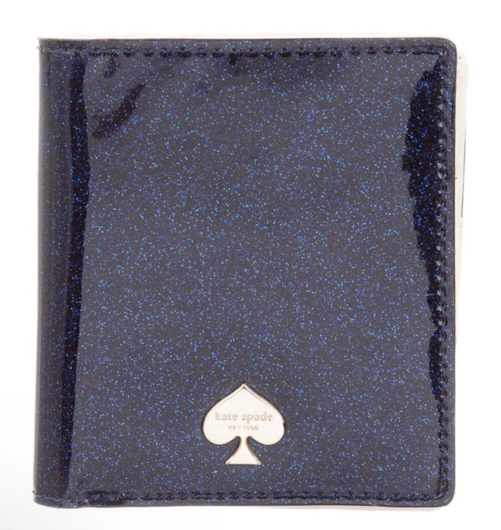 Kate Spade Shimmy Navy Blue Glitter Small Bifold Wallet